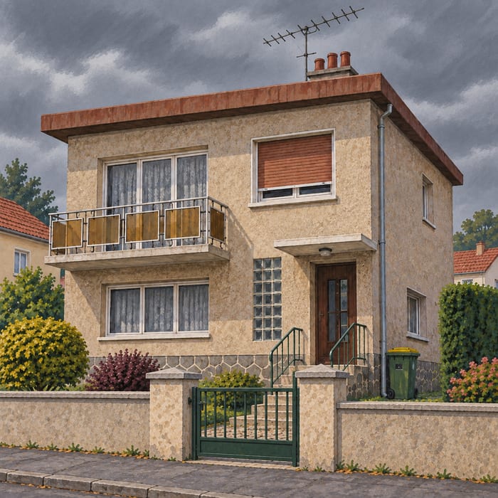 Maison terne aux murs gris