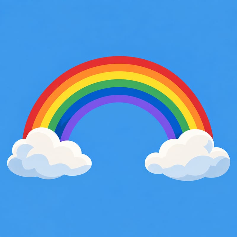 Un arc-en-ciel entre deux nuages